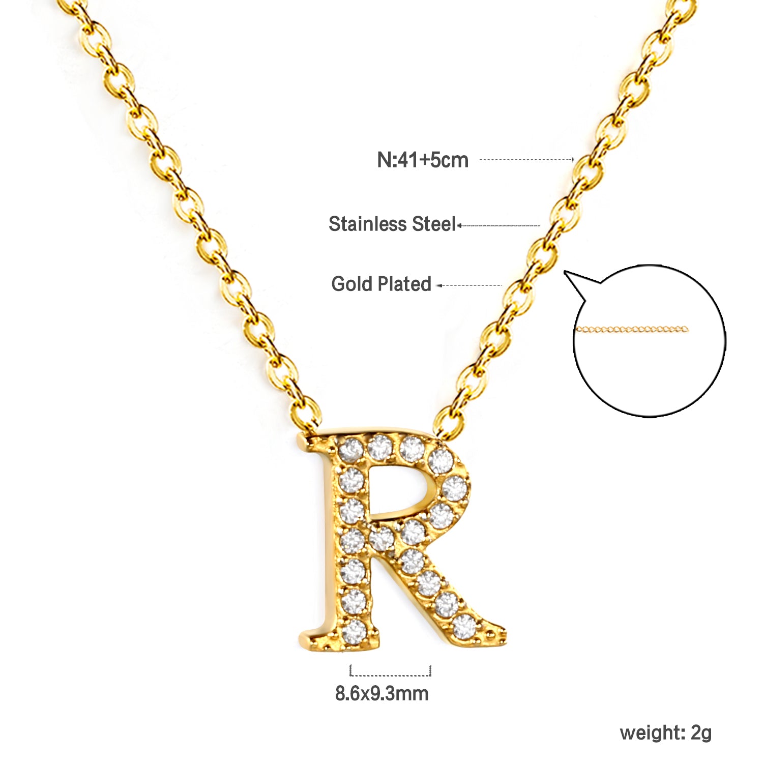 Letter R Pendant Necklace