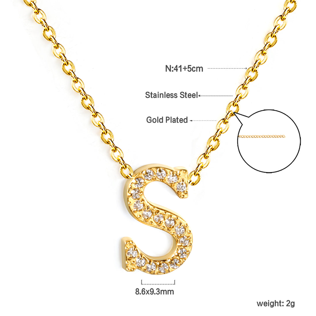 Letter S Pendant Necklace