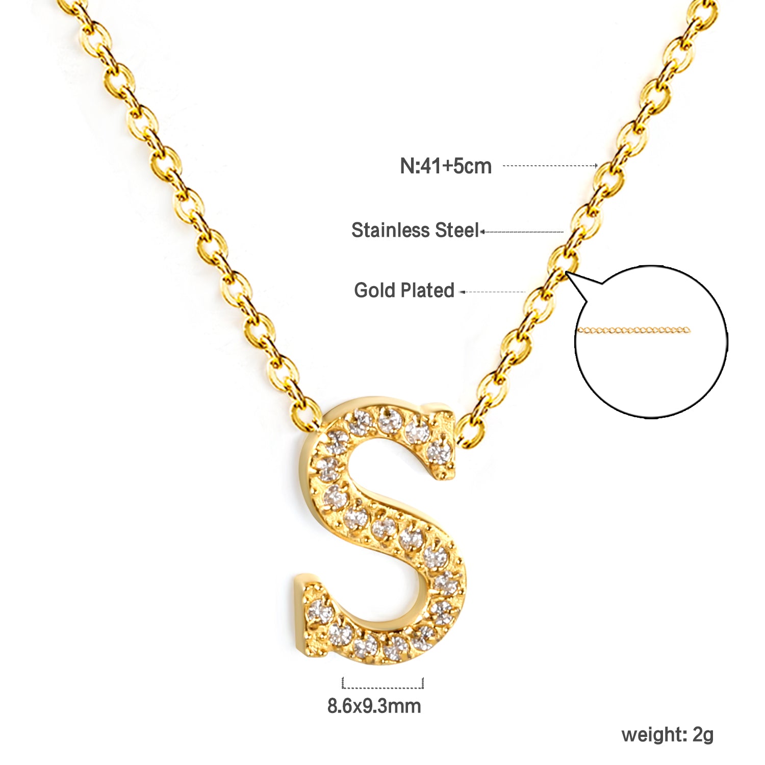 Letter S Pendant Necklace