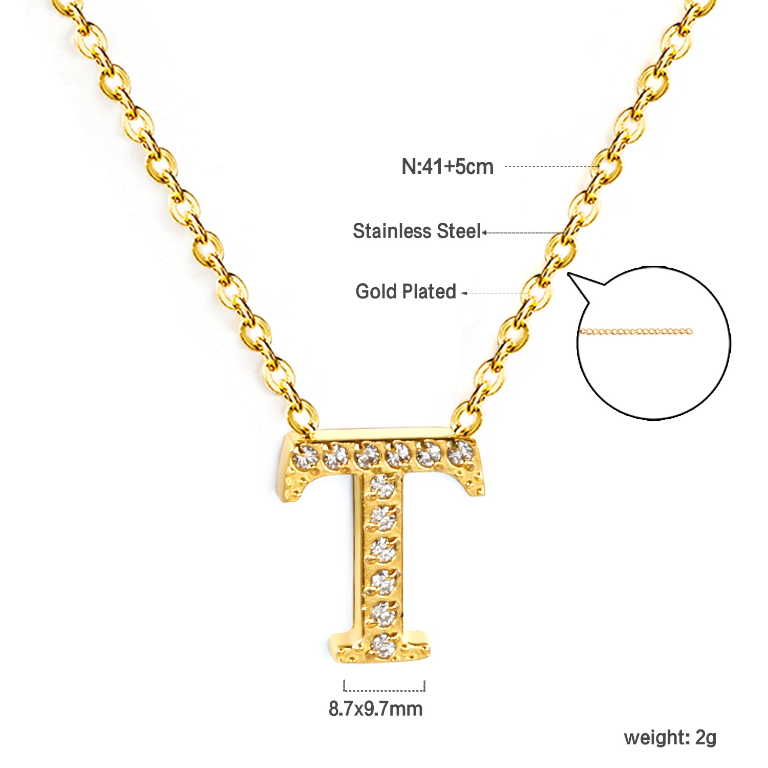 Letter T Pendant Necklace