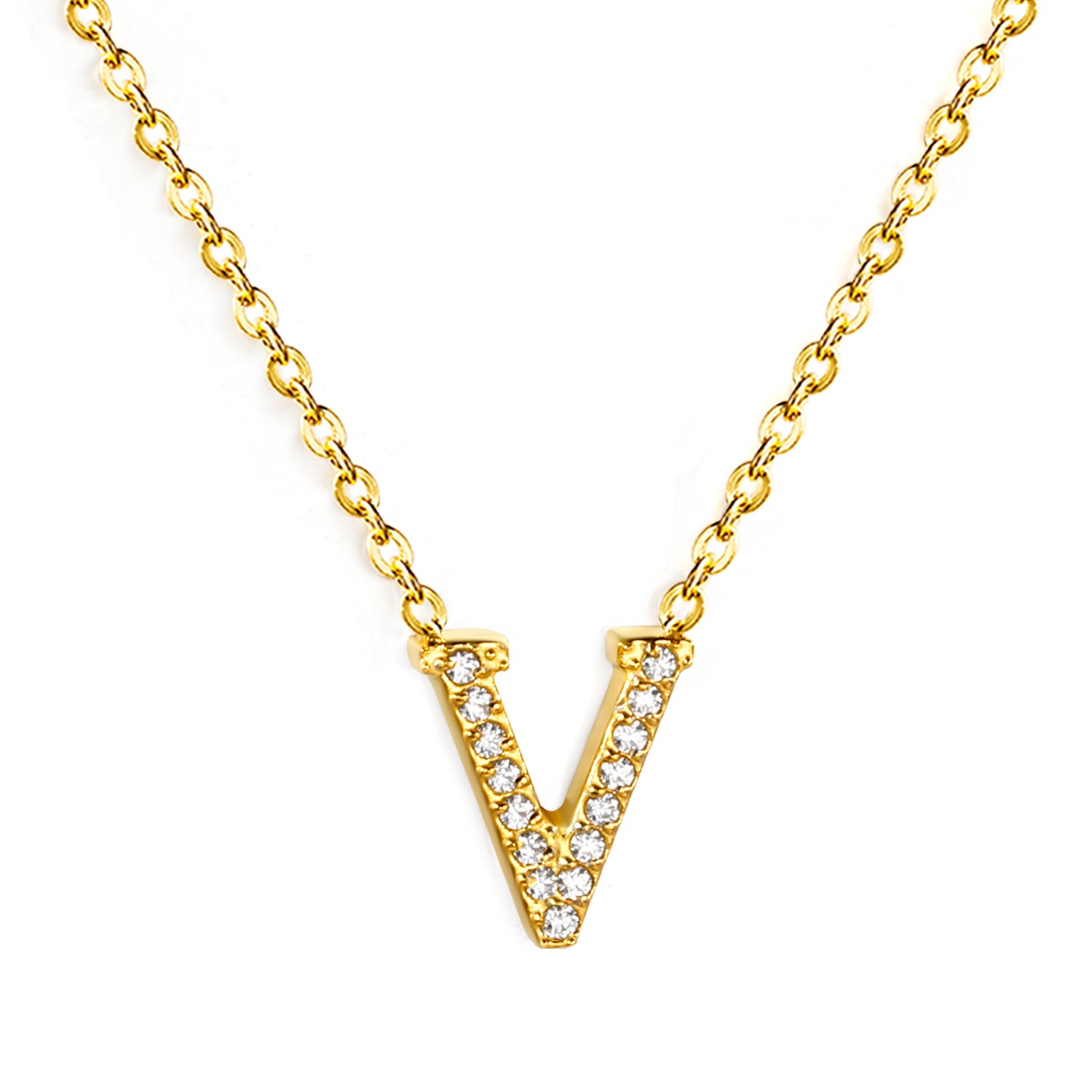 Letter V Pendant Necklace