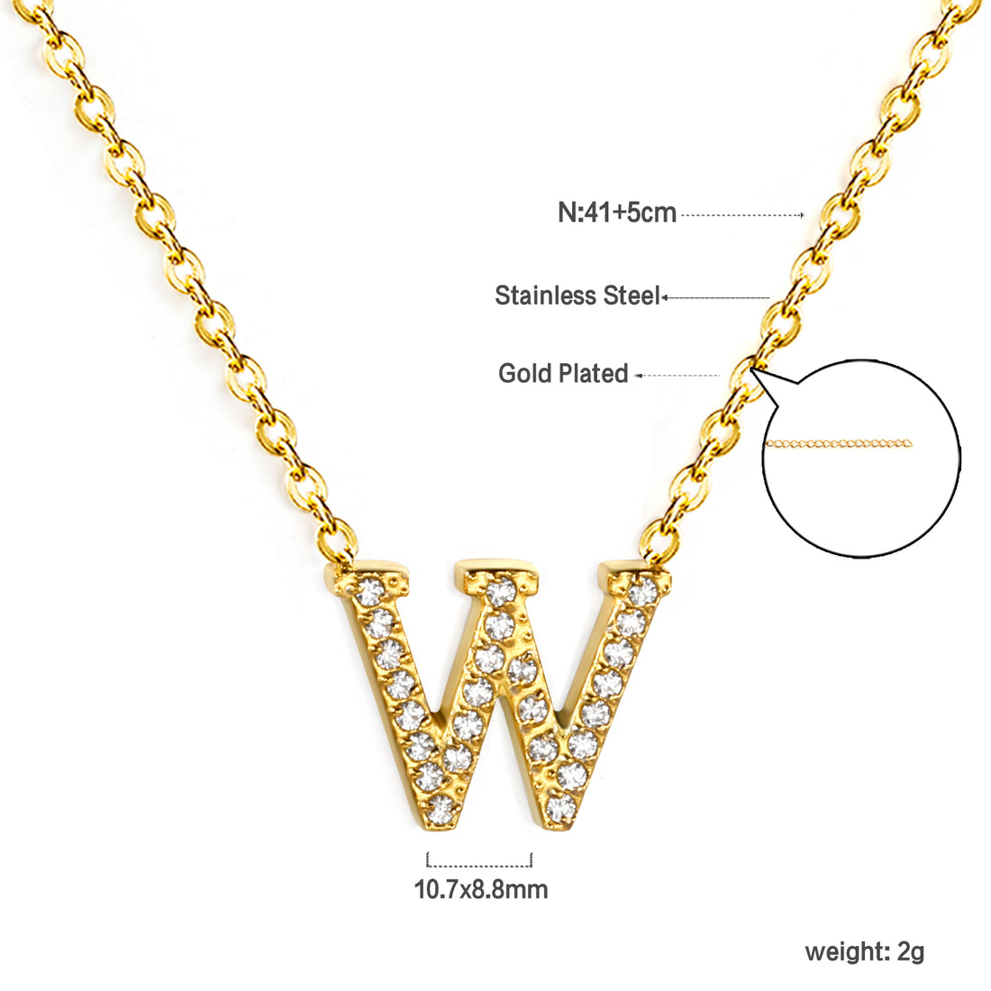 Letter W Pendant Necklace