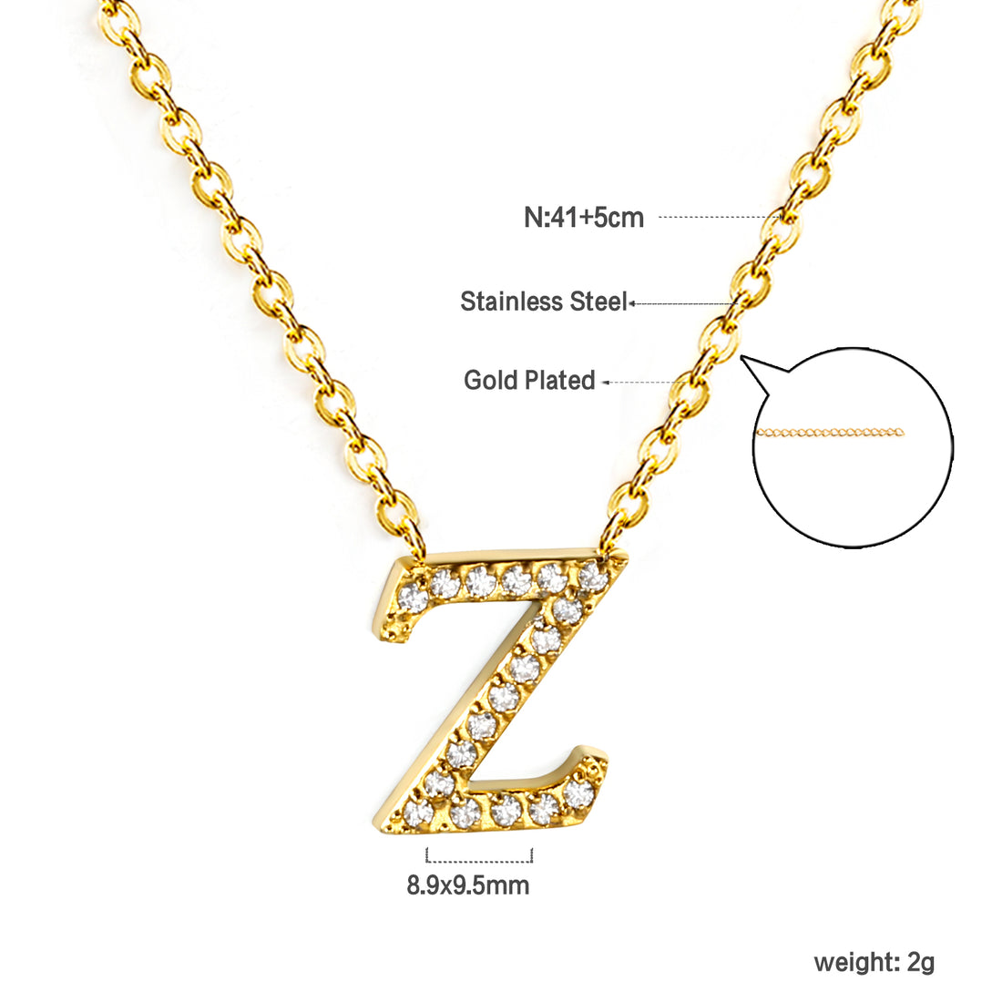 Letter Z Pendant Necklace