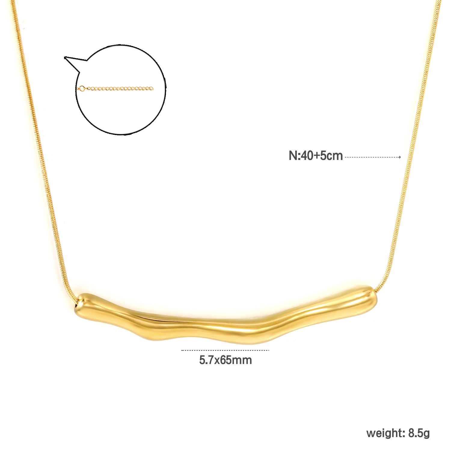 Stiff Gold Bamboo Necklace