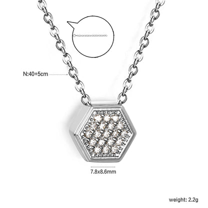 Silver Hexagon Pendant Necklace