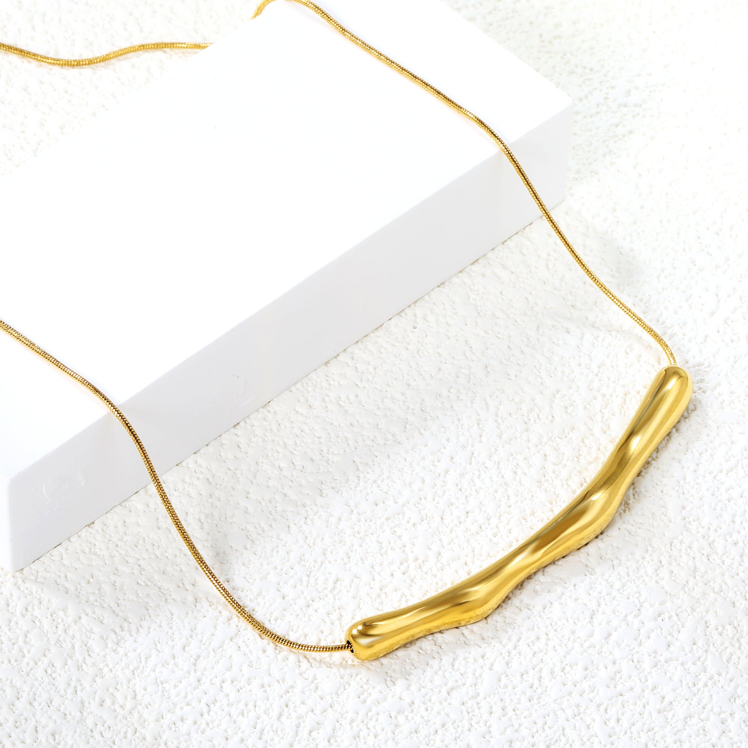 Stiff Gold Bamboo Necklace