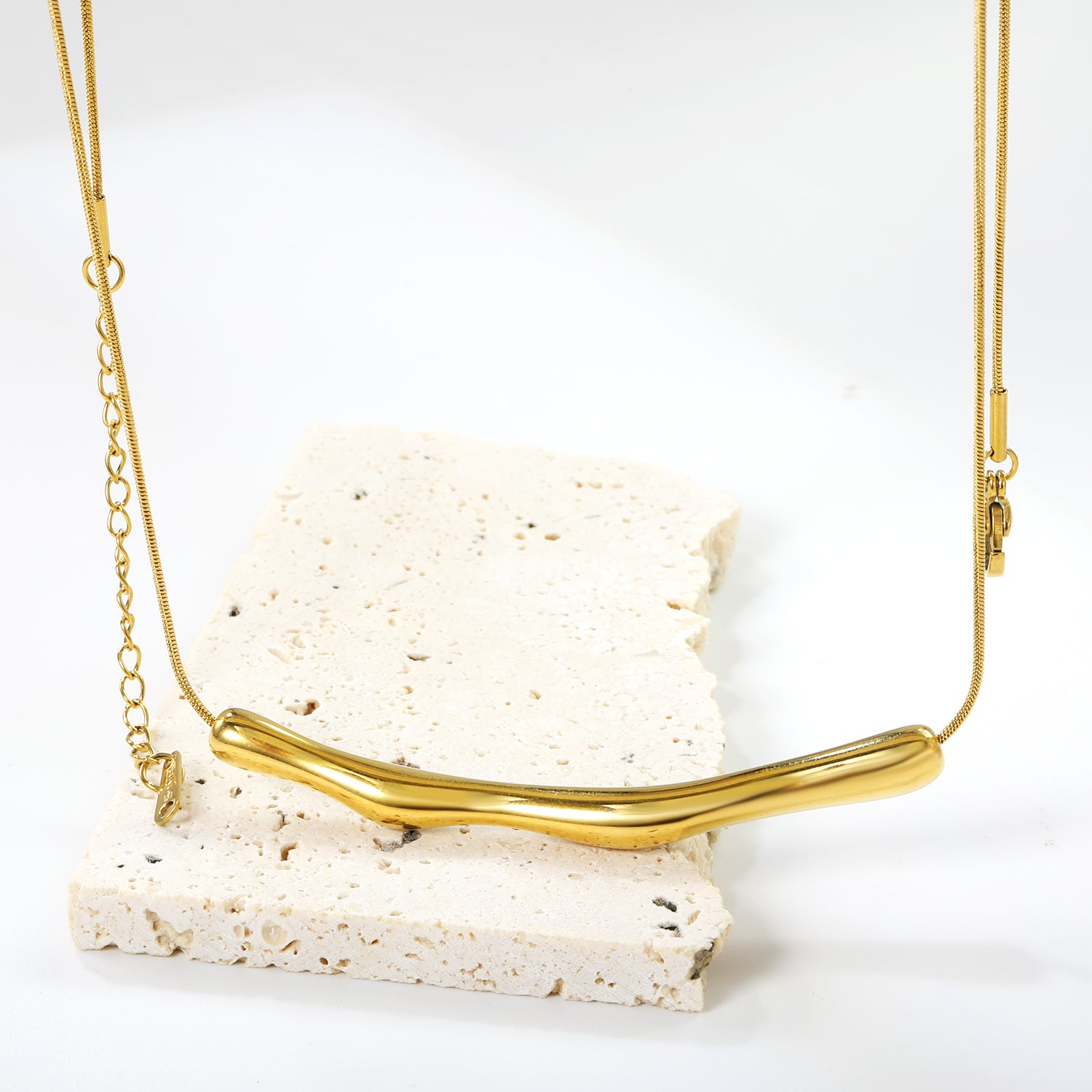 Stiff Gold Bamboo Necklace