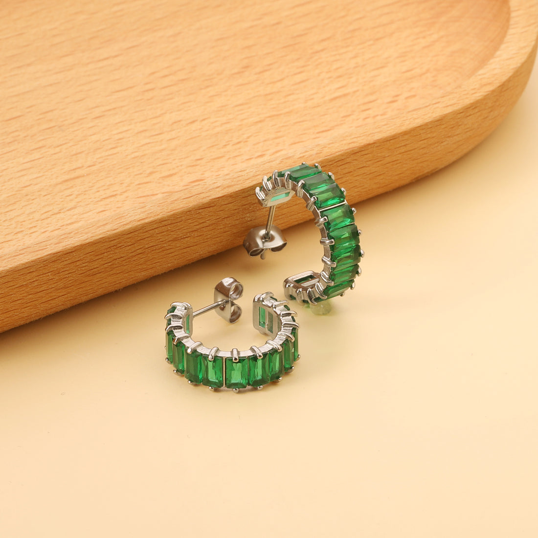 Green Diamond Hoops