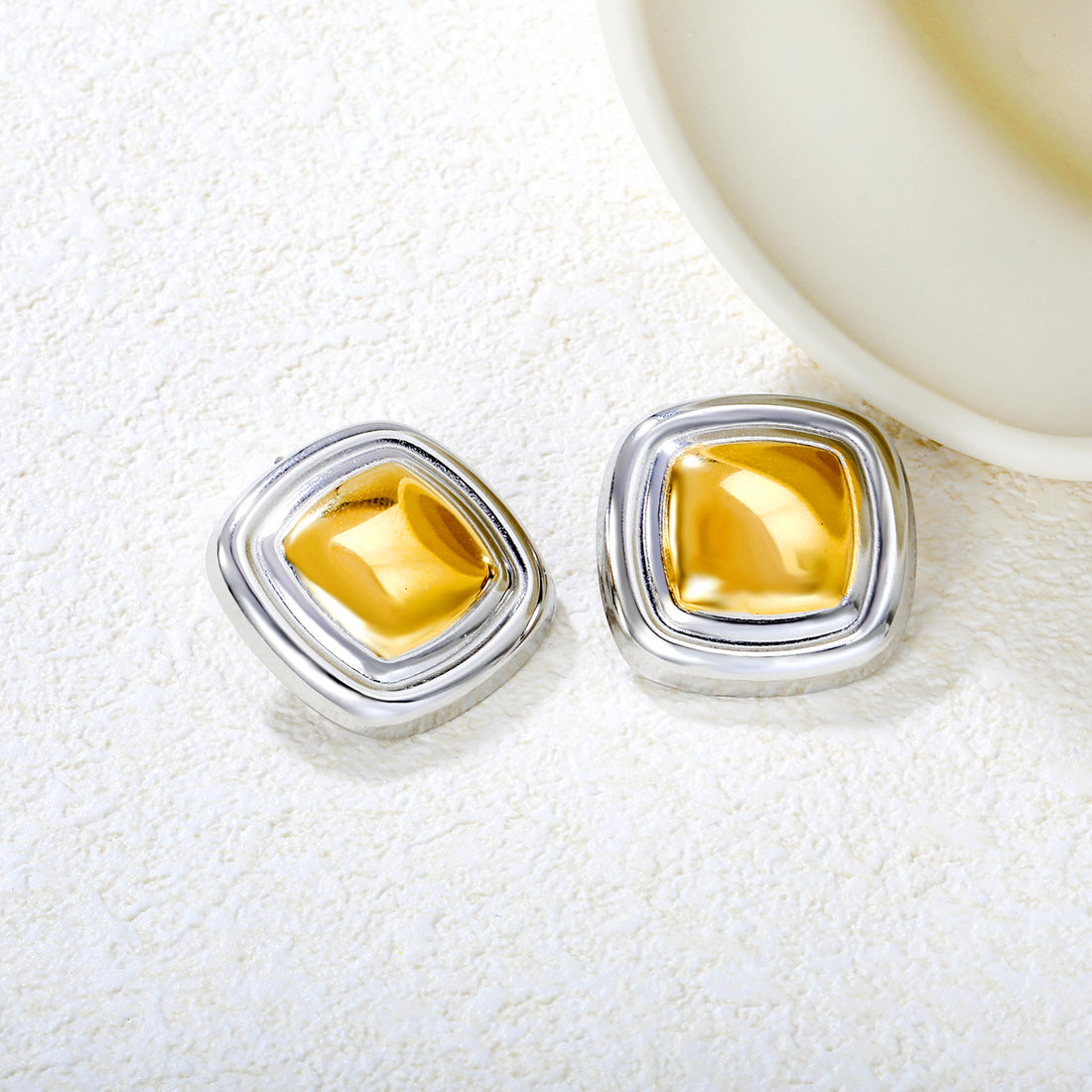 Two Toned Square Studs