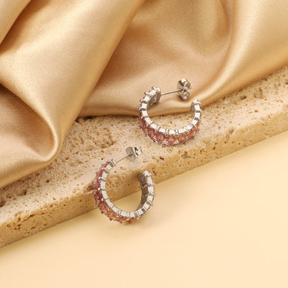 Pink Diamond Hoops