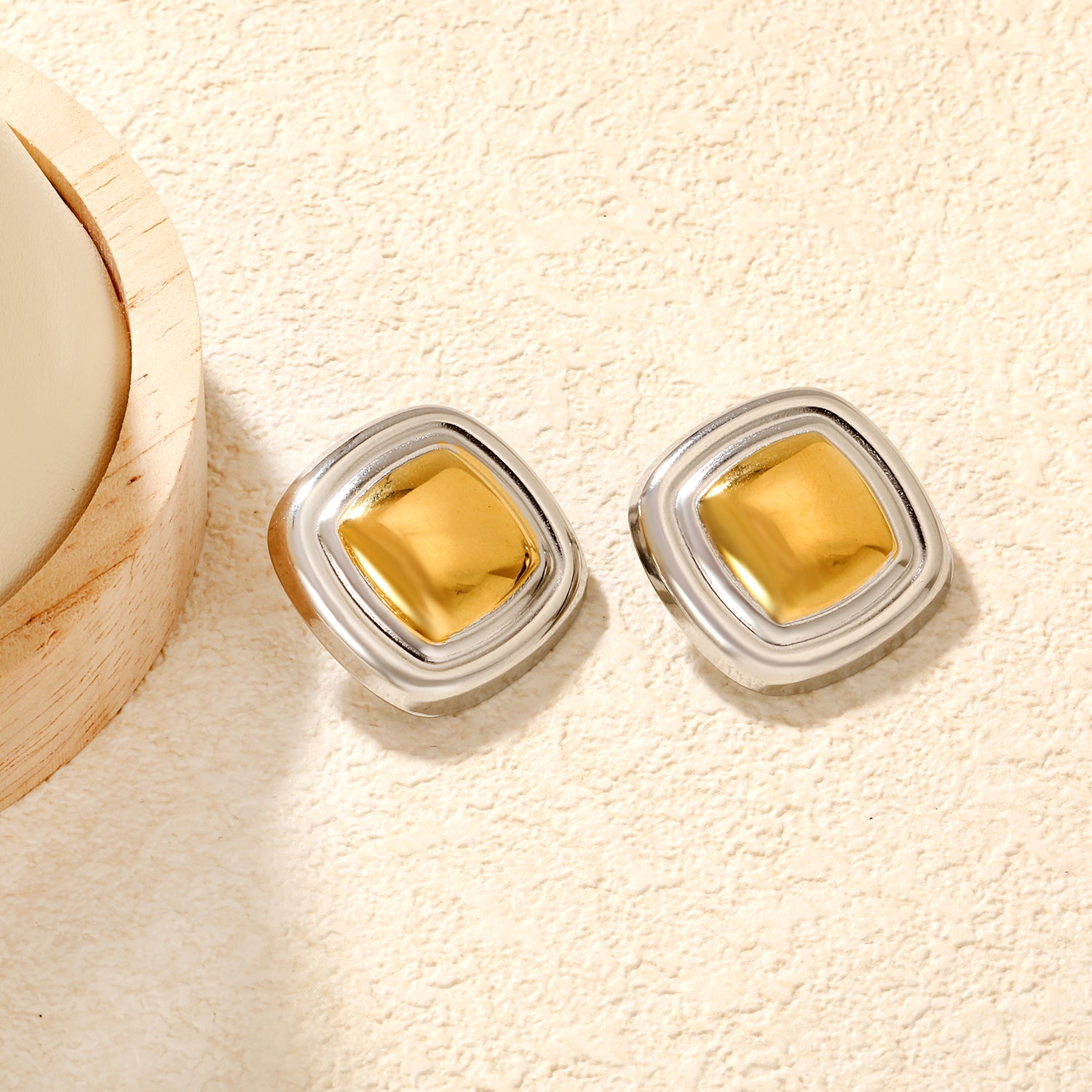 Two Toned Square Studs