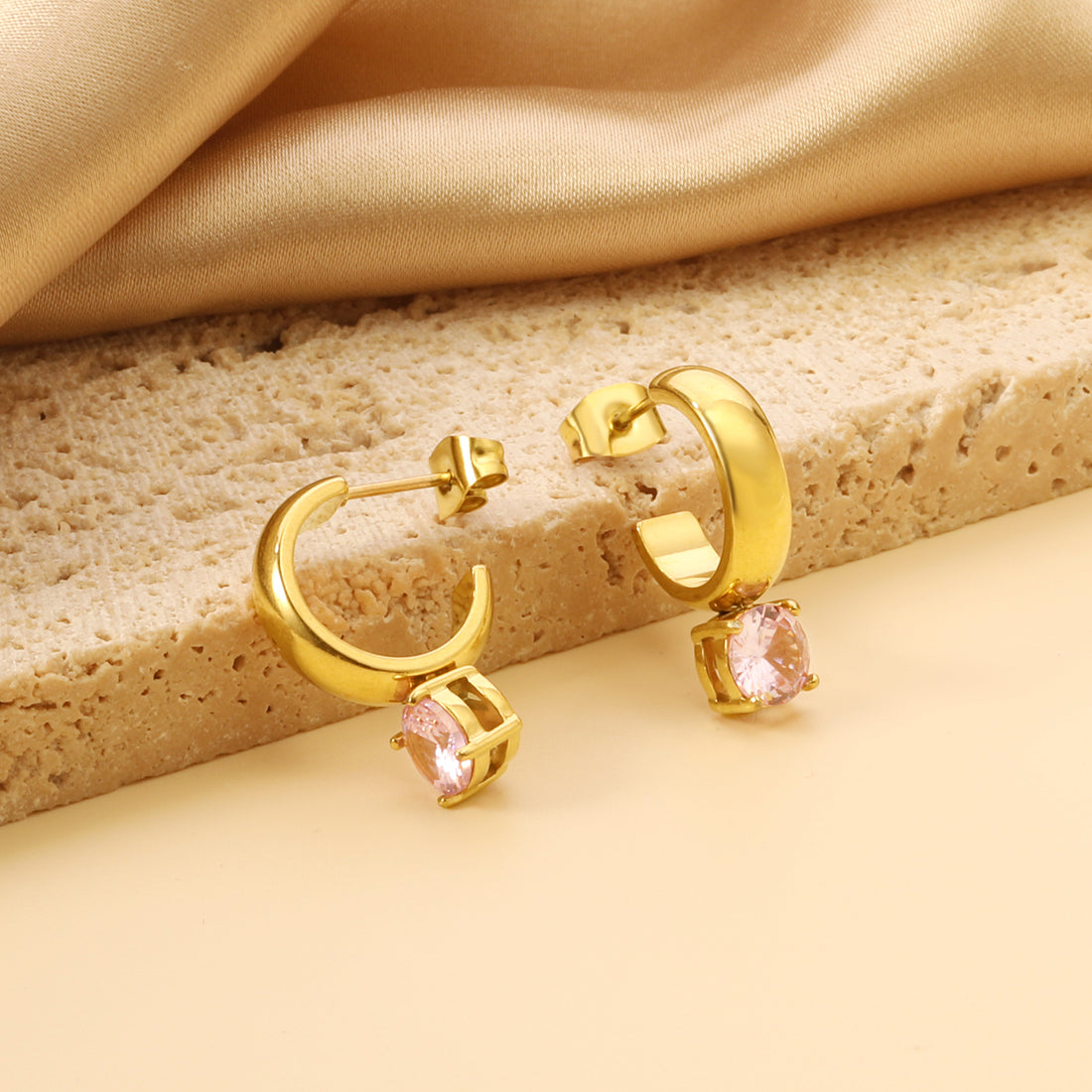 Pink Gold Danglers