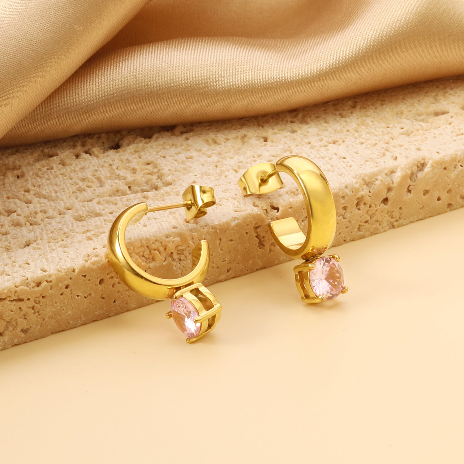 Pink Gold Danglers