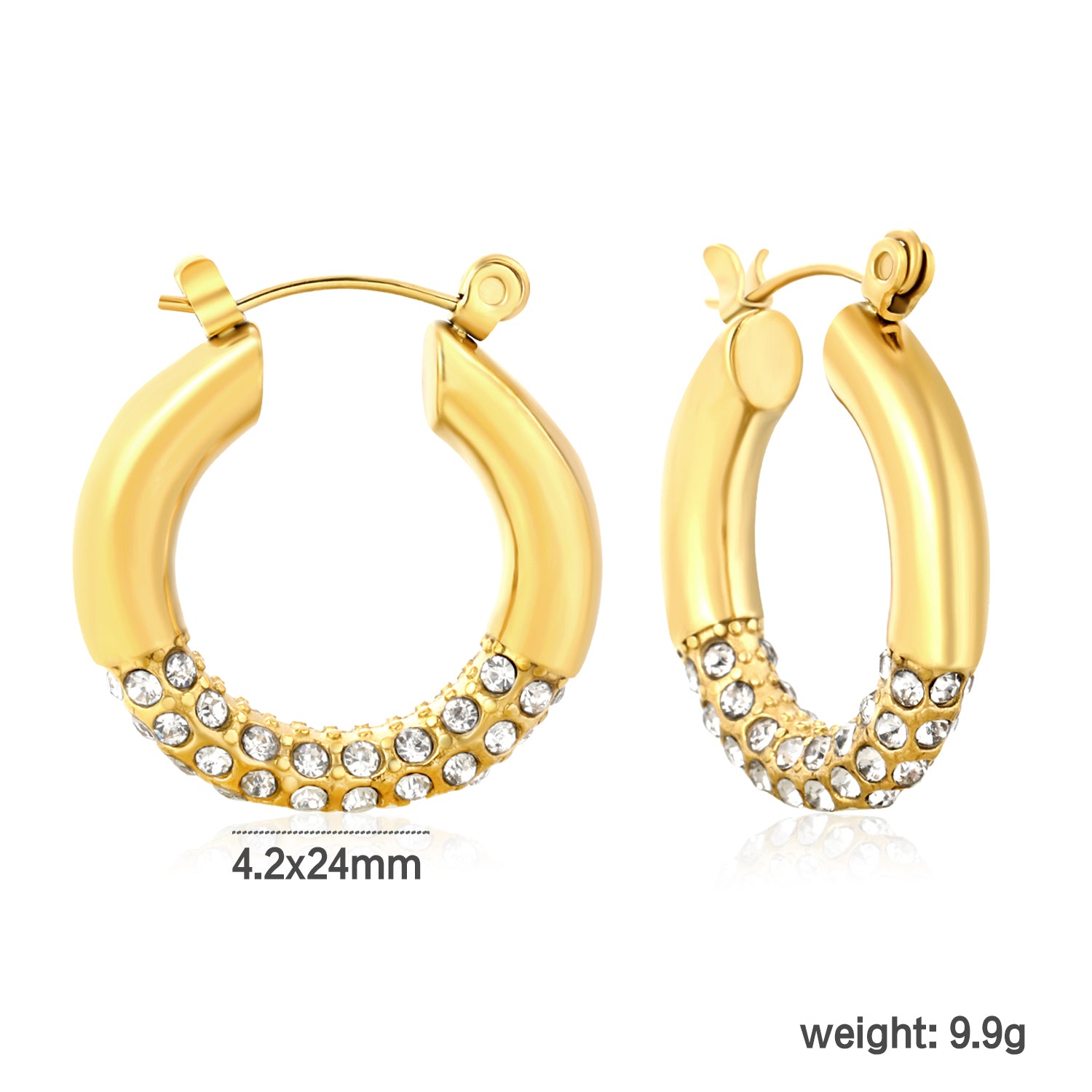 Half Diamond crusted Hoops