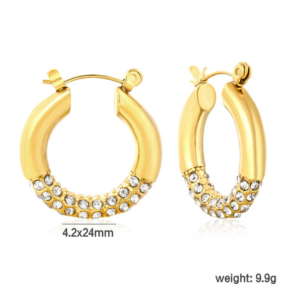 Half Diamond crusted Hoops