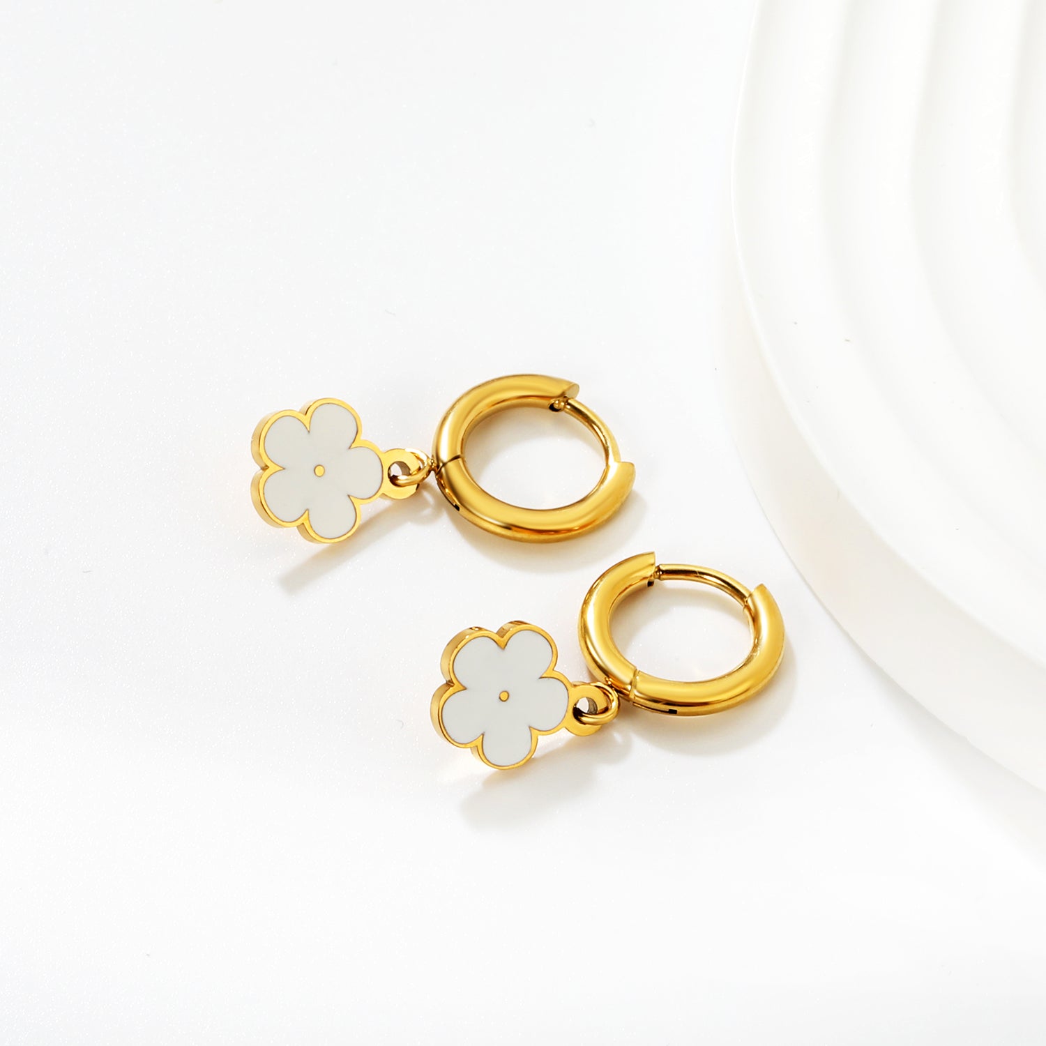 White Flower Danglers