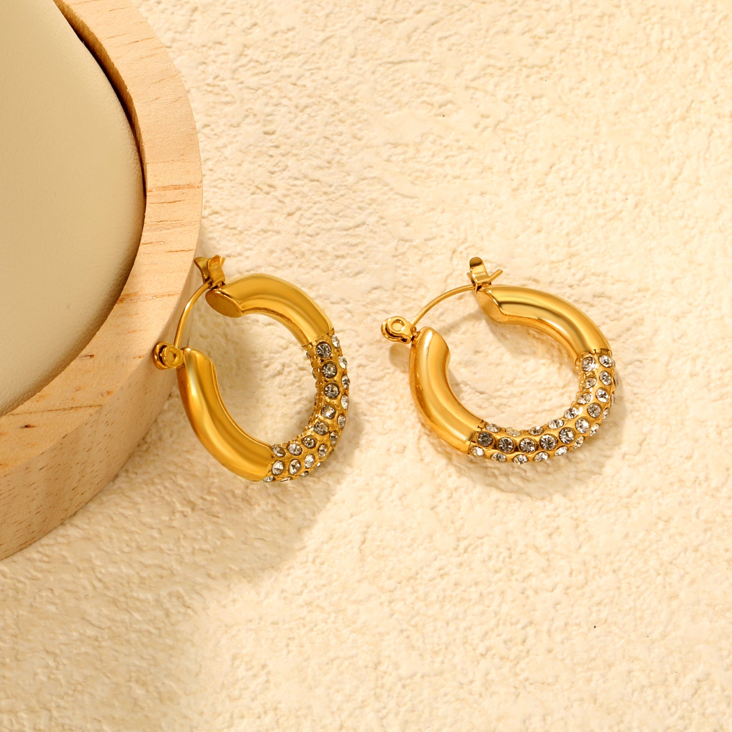 Half Diamond crusted Hoops