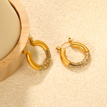 Half Diamond crusted Hoops