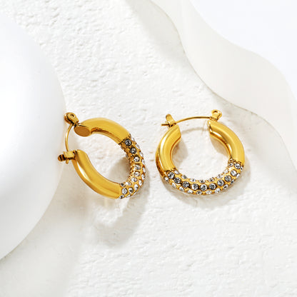Half Diamond crusted Hoops