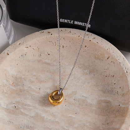 Two Toned Gold Hole Pendant Necklace