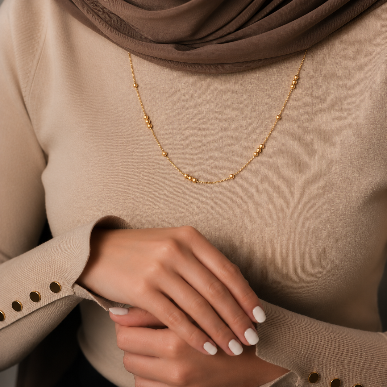 Delicate Gold Beads Necklace