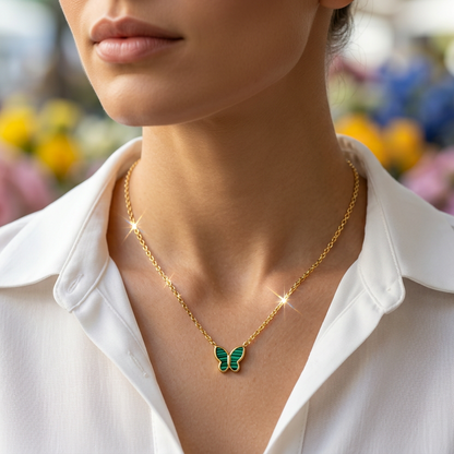 Green Butterfly Pendant Necklace