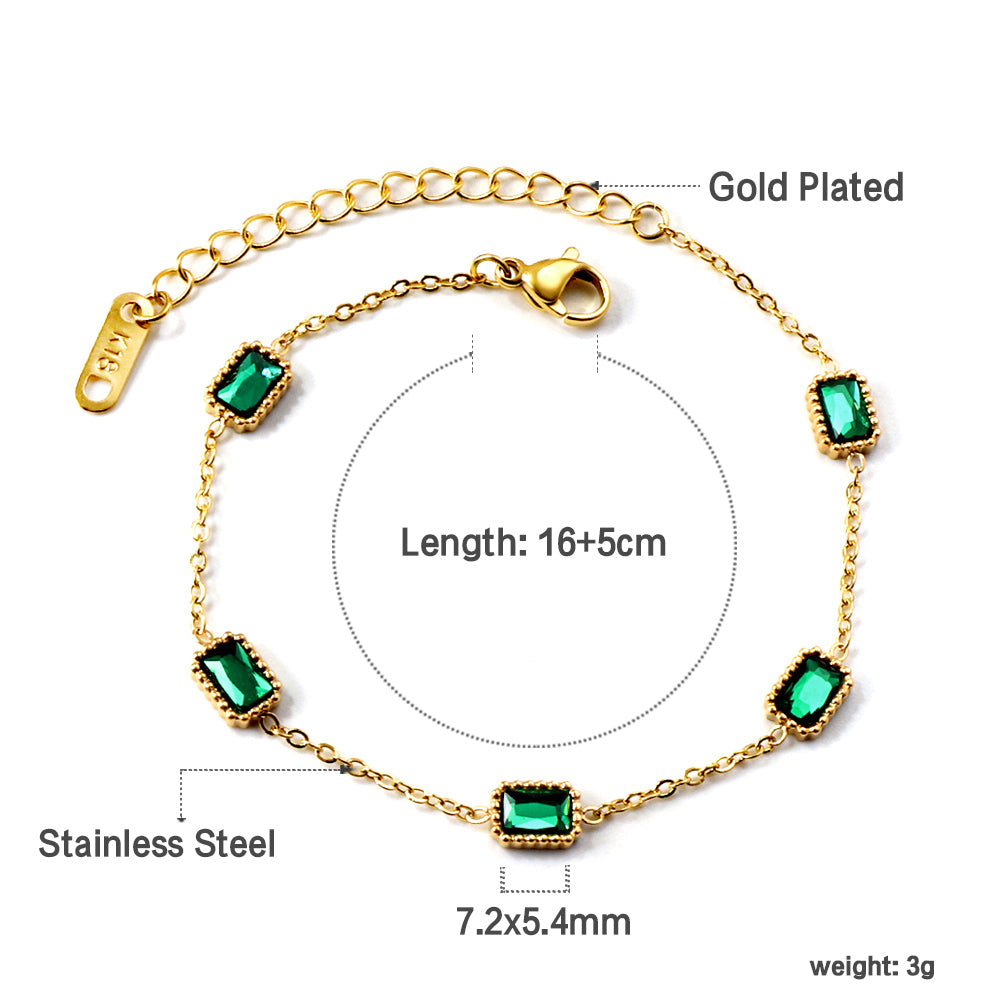 Rectangular Green Loose Bracelet