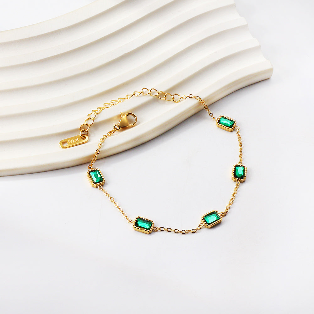 Rectangular Green Loose Bracelet