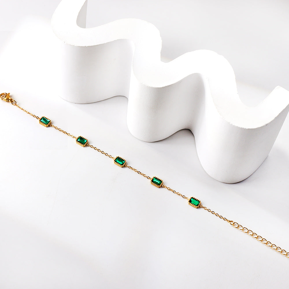 Rectangular Green Loose Bracelet