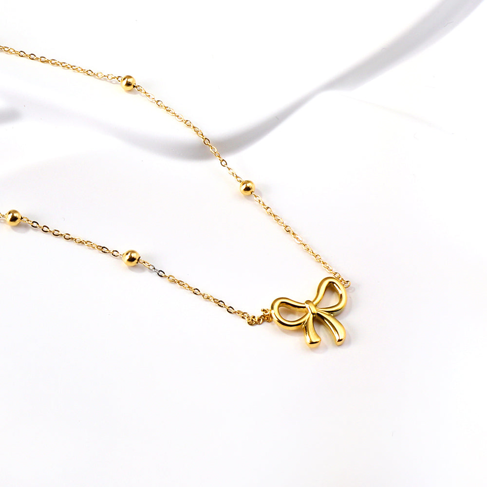 Gold Bow Pendant Necklace
