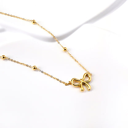Gold Bow Pendant Necklace