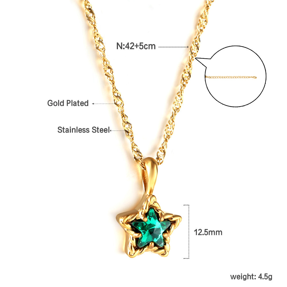 Green Star Pendant Necklace