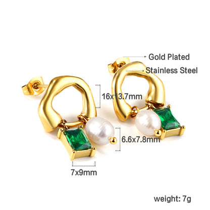 Pearl and Green Danglers
