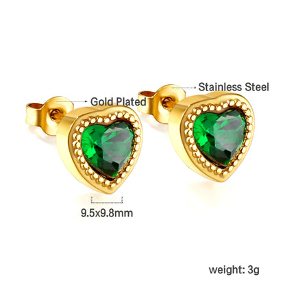 Green Heart Studs
