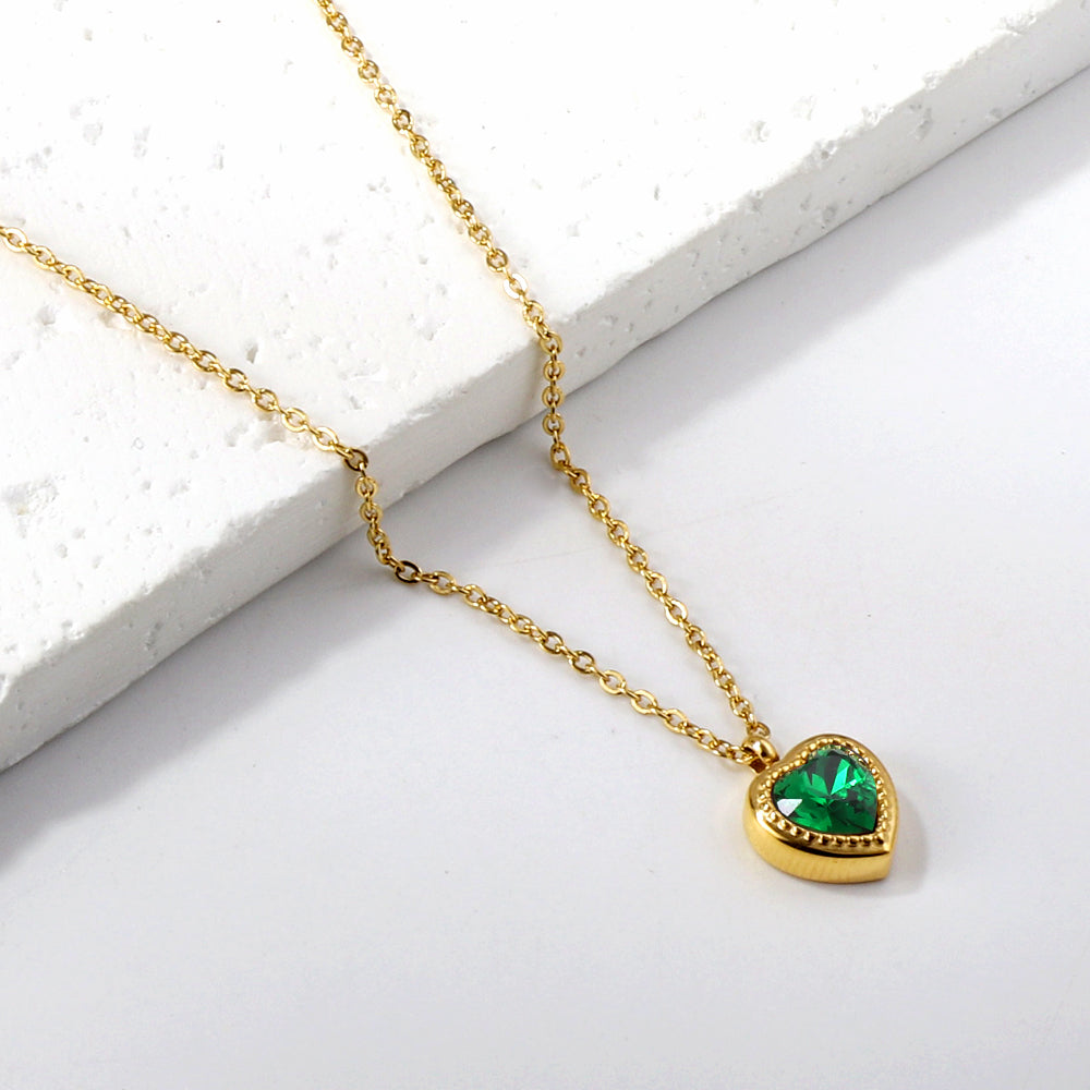 Green Heart Pendant Necklace