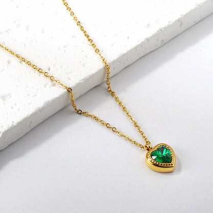 Green Heart Pendant Necklace