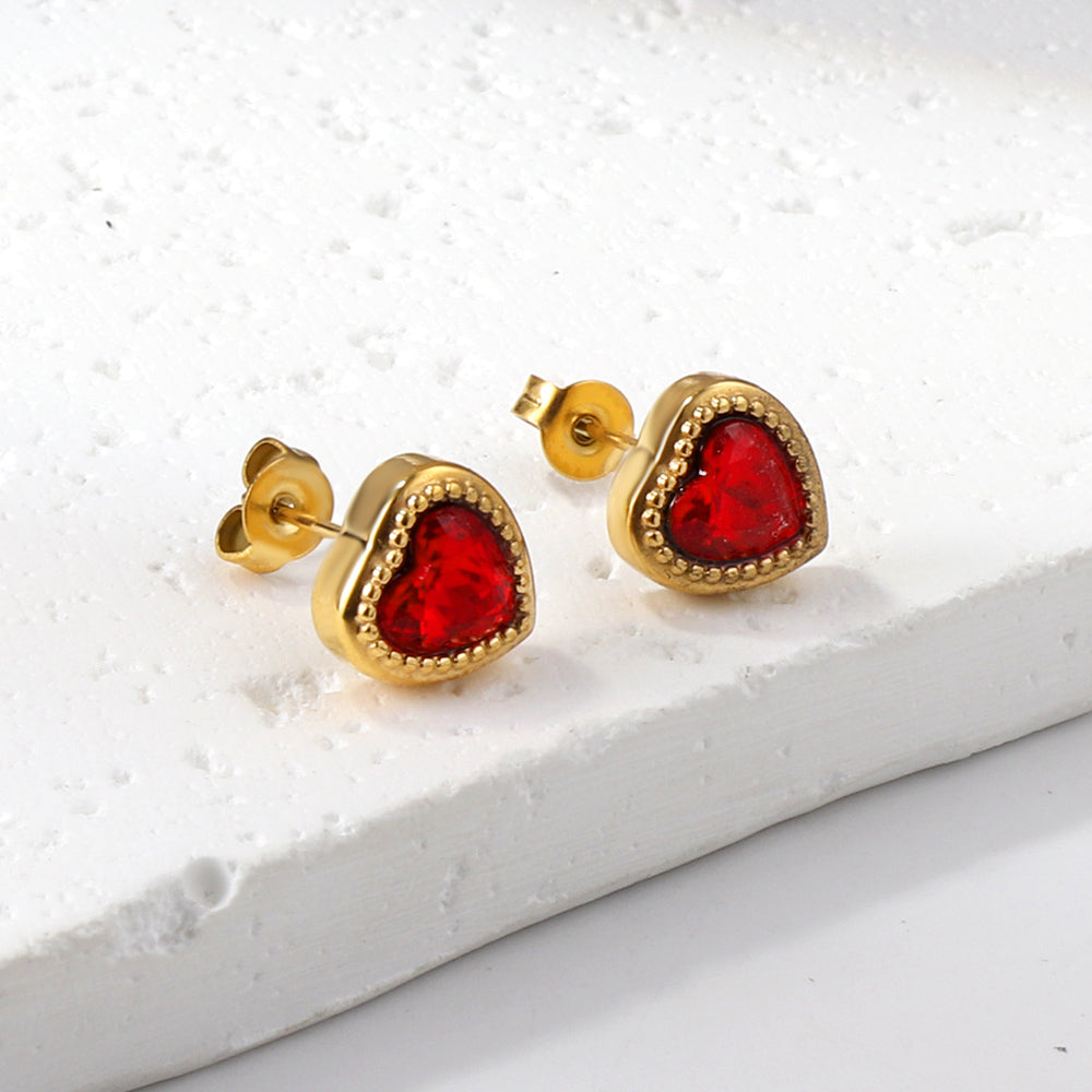 Red Heart Studs