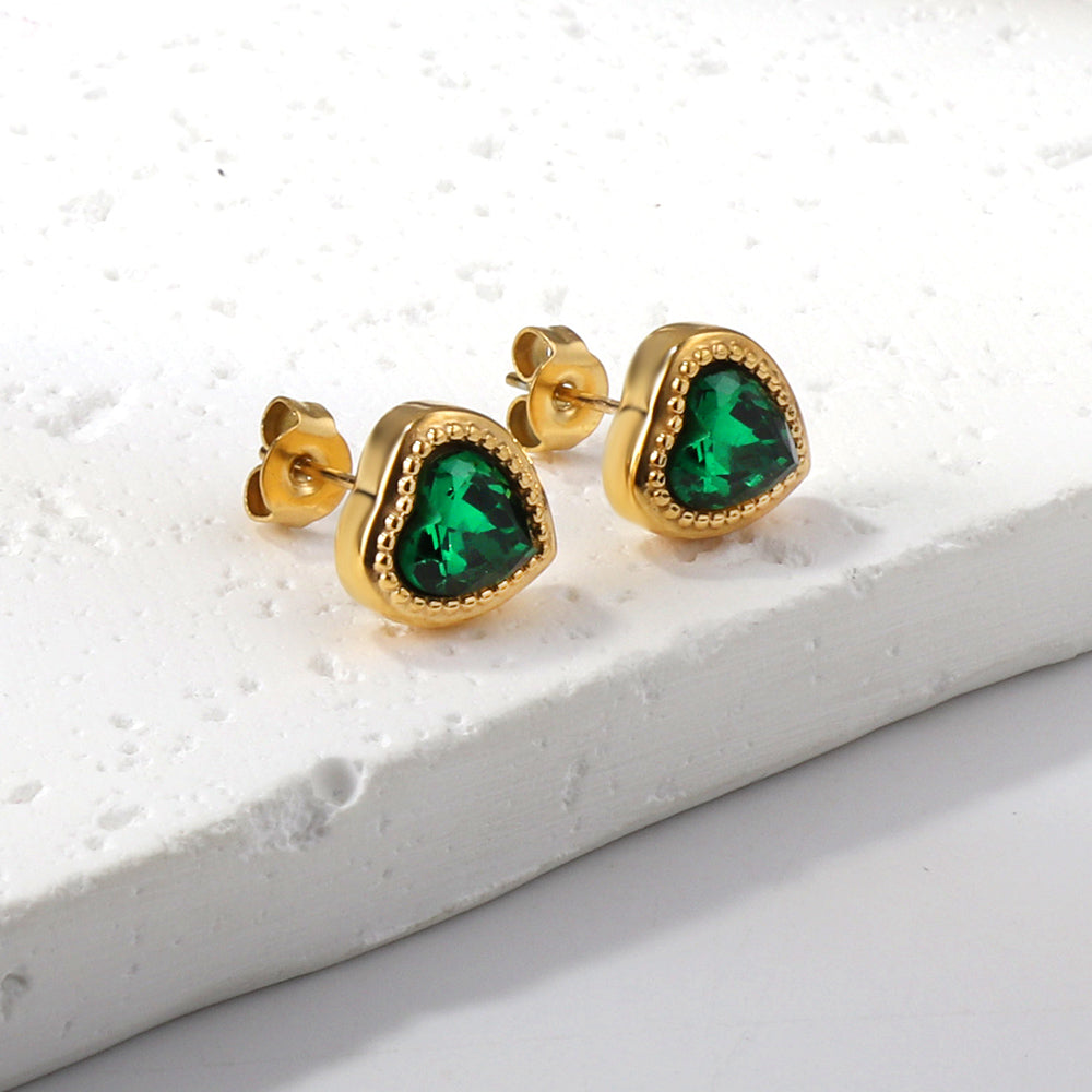 Green Heart Studs
