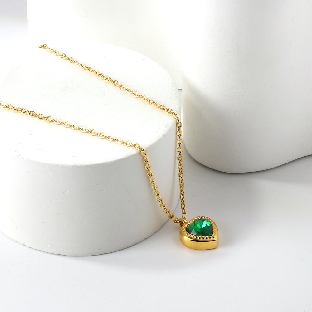 Green Heart Pendant Necklace