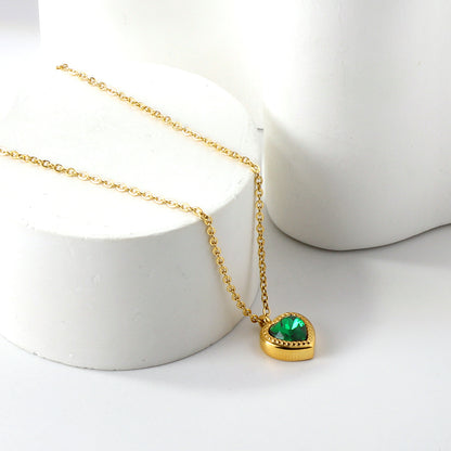 Green Heart Pendant Necklace
