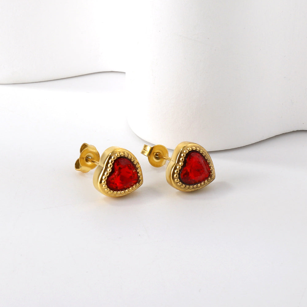 Red Heart Studs
