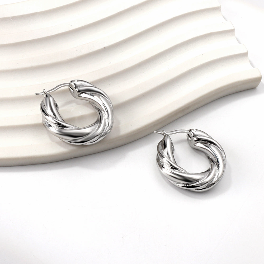 Textured Silver Hoops