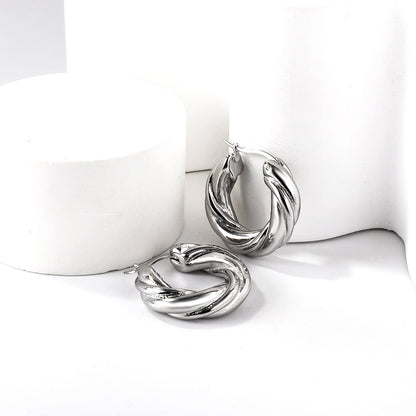 Textured Silver Hoops