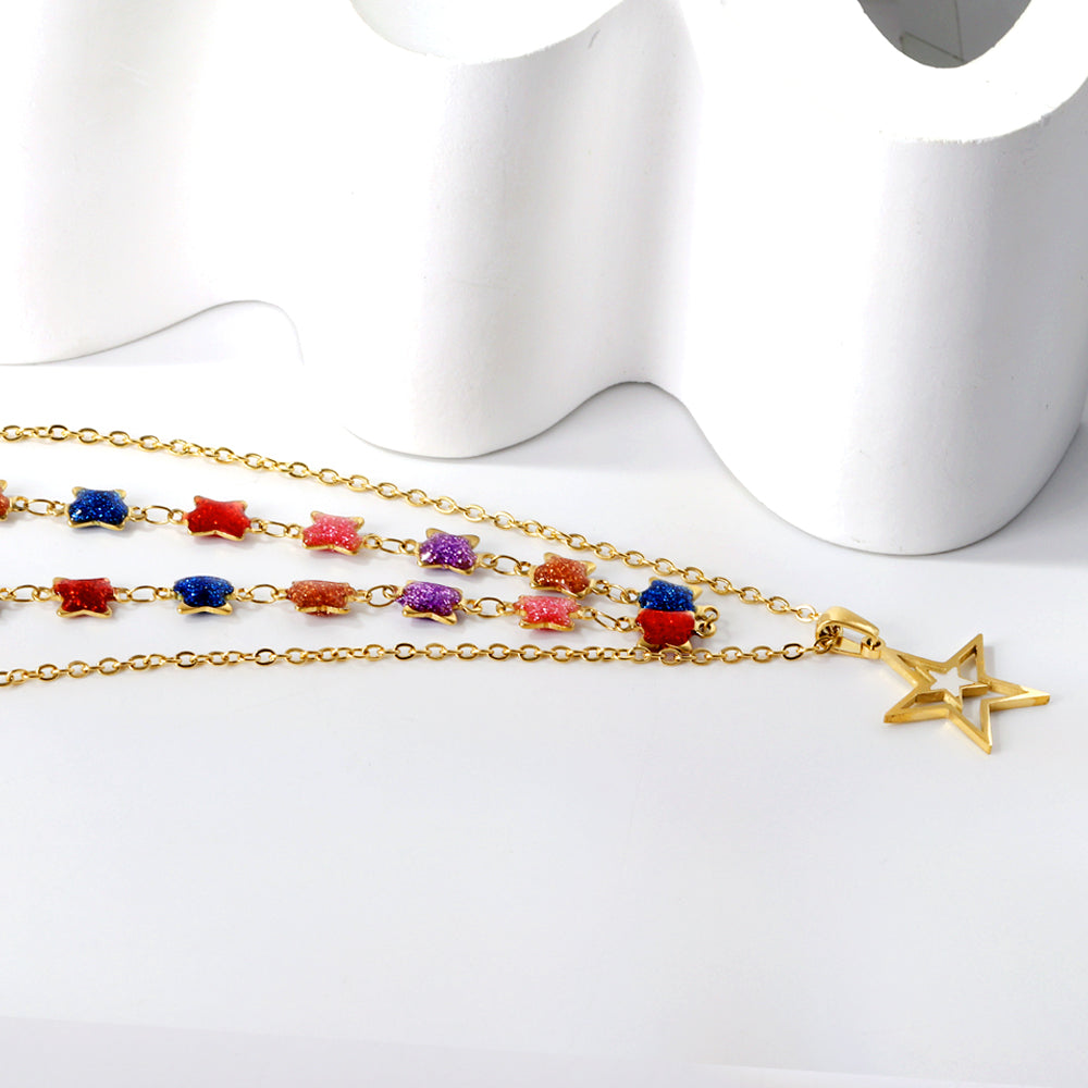 Colourful Beads Layered Necklace