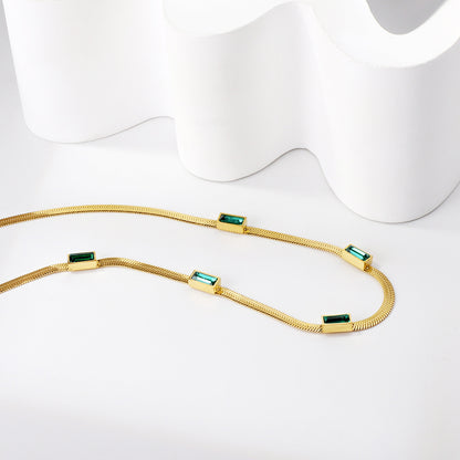 Square Green Chain Necklace