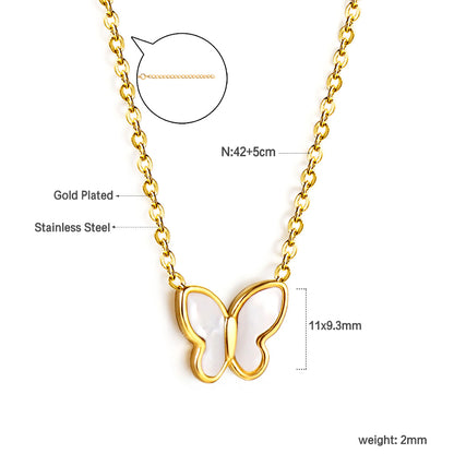 White Butterfly MOP Necklace