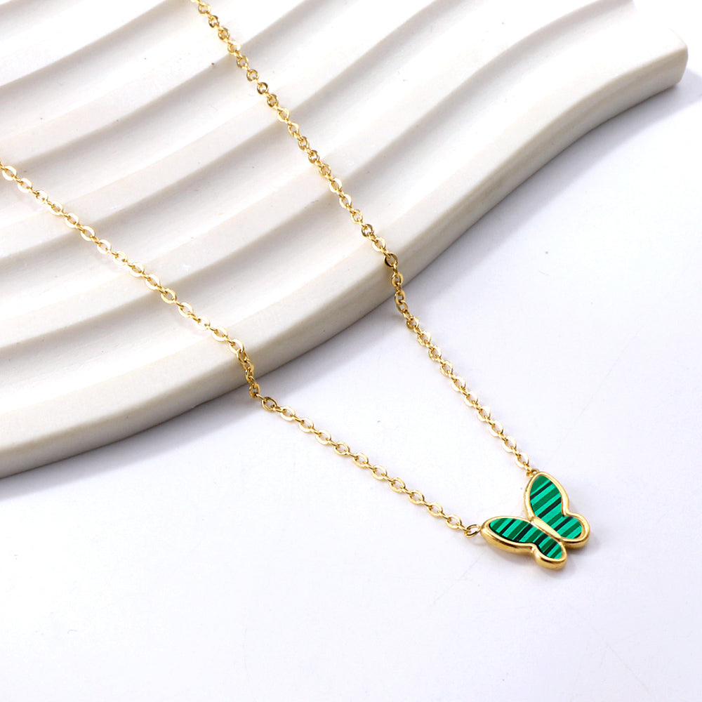 Green Butterfly Pendant Necklace