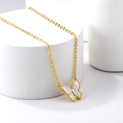 White Butterfly MOP Necklace
