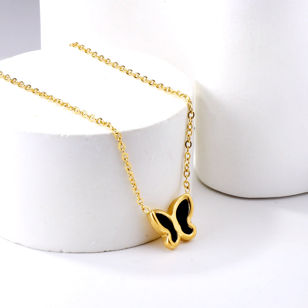 Black Butterfly Pendant Necklace