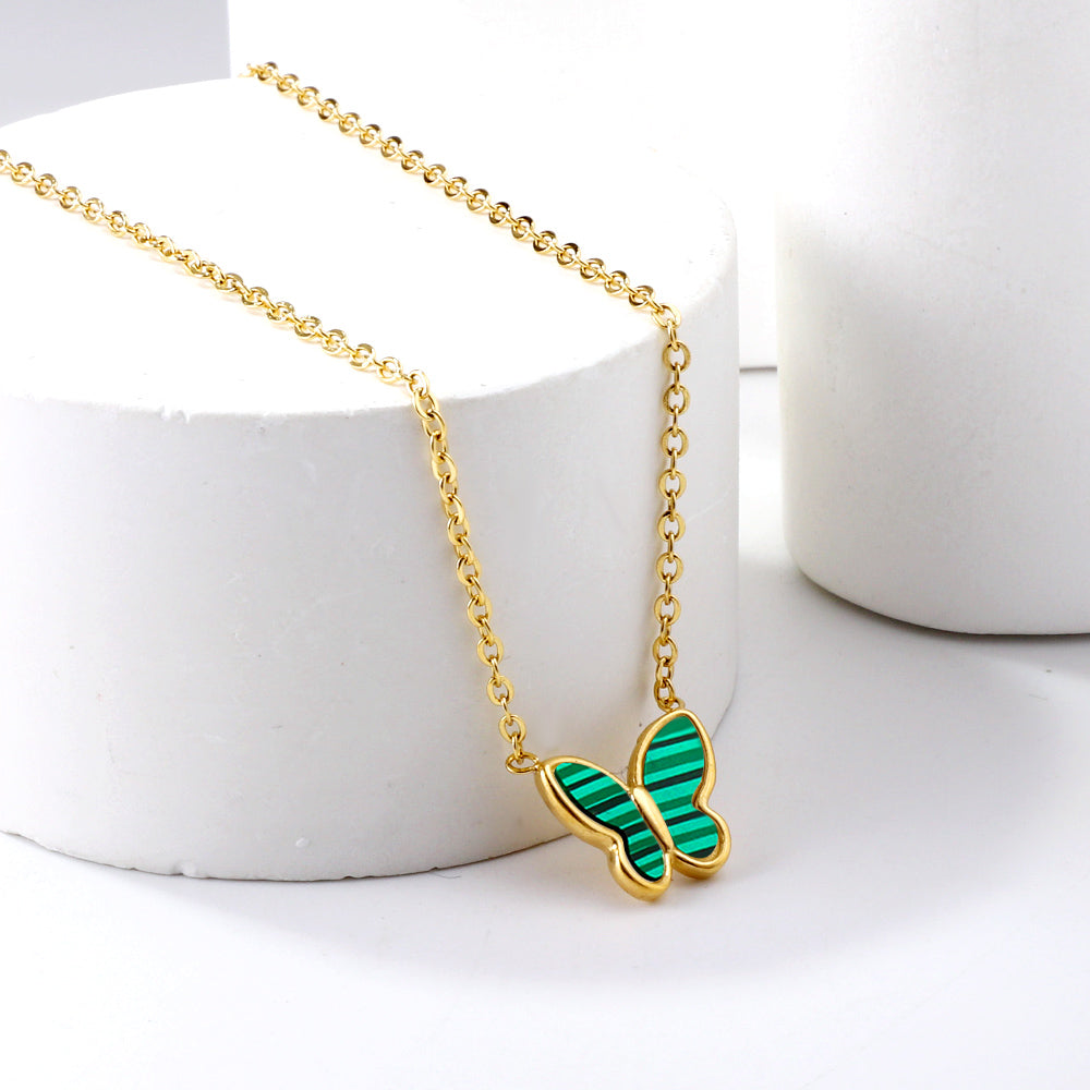 Green Butterfly Pendant Necklace
